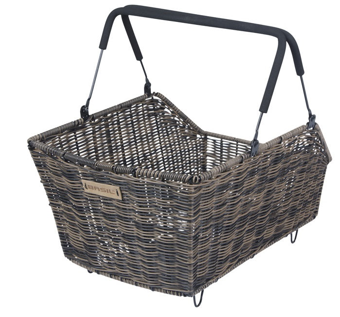 Load image into Gallery viewer, Basil fietsmand cento rattan look multi system 41 x 25 x 12 cm - bruin
