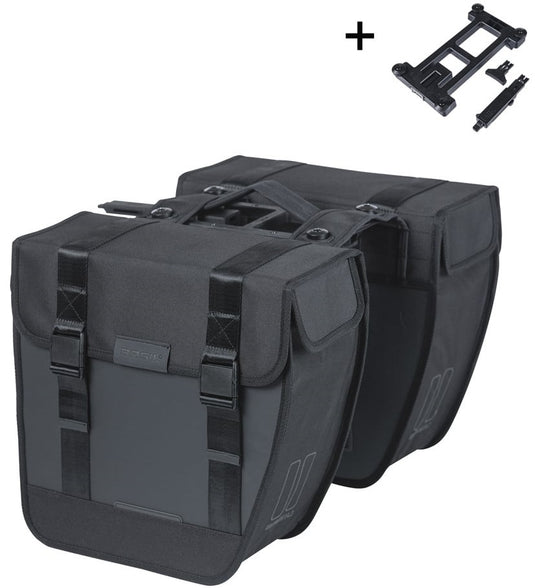 Basil dubbele fietstas tour waterproof mik 28 liter 14 x 29 x 30 cm (2x) - zwart
