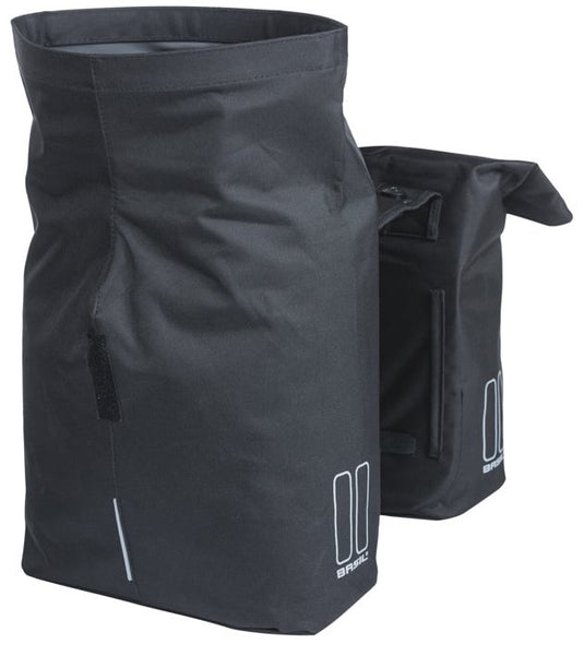 Basil dubbele fietstas city mik 28-32 liter - zwart