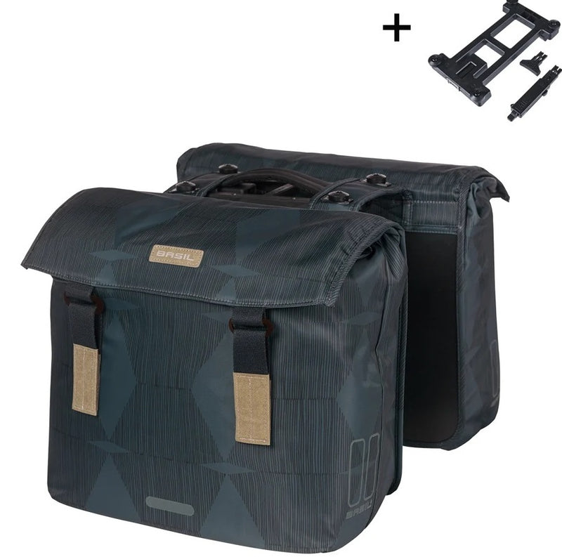 Load image into Gallery viewer, Basil dubbele fietstas elegance mik 40-49 liter - estate blauw
