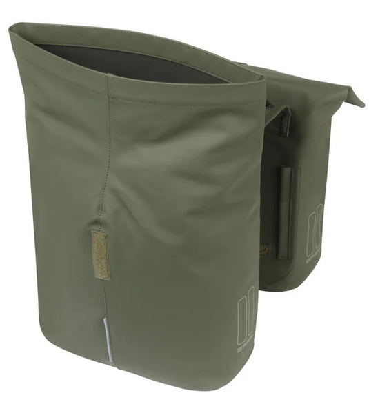 Basil dubbele fietstas city mik 28 - 32 liter - moss green