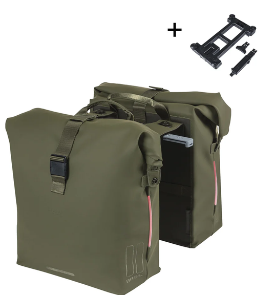 Basil dubbele fietstas soho nordlicht mik 41 liter 15 x 31 x 38 cm - moss green