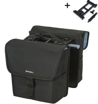 Load image into Gallery viewer, Basil dubbele fietstas go mik 32 liter - zwart
