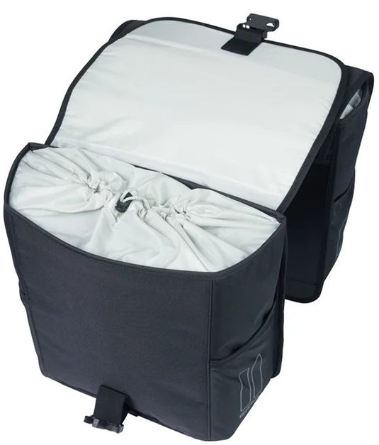 Basil dubbele fietstas go mik 32 liter - zwart