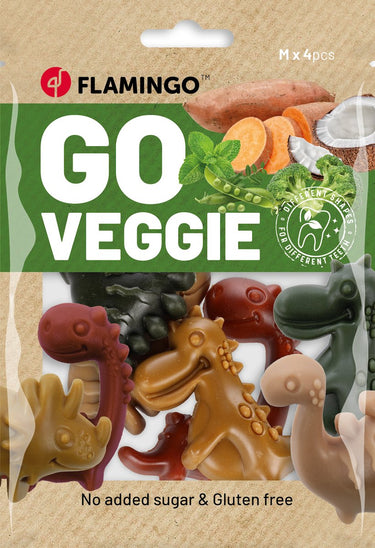Flamingo veggie - snack honden - veggie dino mix m 4st 120gr - 4st