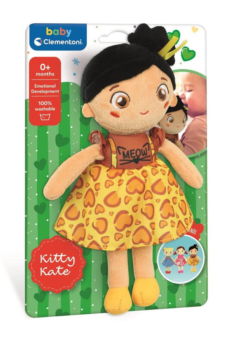 Load image into Gallery viewer, Clementoni zachte knuffelpop kitty kate - knuffel en pop voor baby en peuter - zacht kraamcadeau - wasbaar poppen speelgoed voor de allerkleinsten
