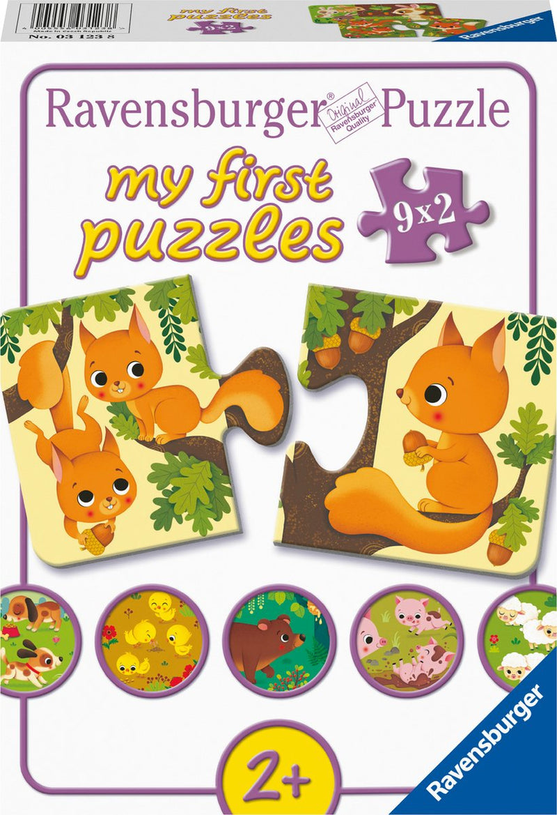 Load image into Gallery viewer, Ravensburger dieren en hun kleintjes - my first puzzles - 9x2 stukjes - kinderpuzzel
