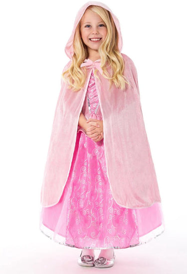 Little adventures - roze cape met capuchon – maat l xl (5-9 jaar)