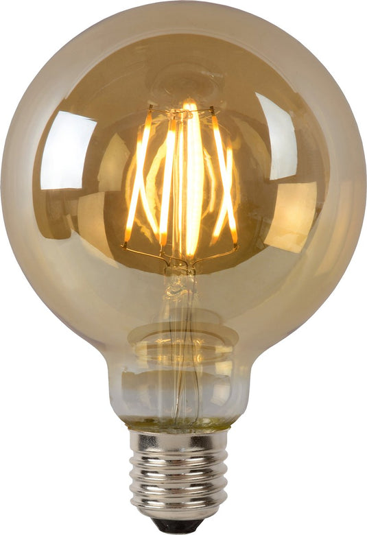 Lucide g95 - filament lamp - ø 9,5 cm - led dimbaar - e27 - 1x5w 2700k - amber