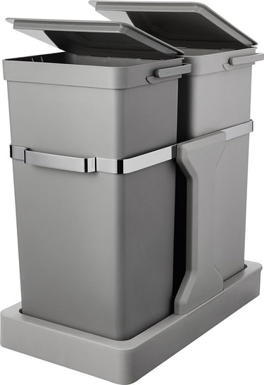 Eko - deco inbouwafvalemmer 15+20 liter - plastic stainless steel - grijs - prullenbak