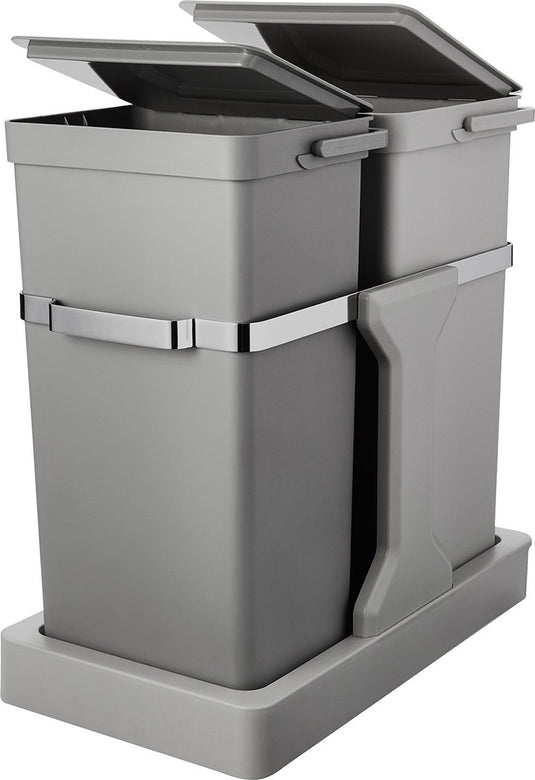Eko - deco inbouwafvalemmer 15+20 liter - plastic stainless steel - grijs - prullenbak