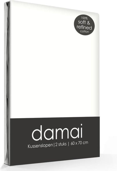 Damai kussensloop - set van 2 - 100% katoen - met hotelsluiting - 40x80 cm - wit