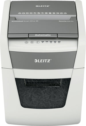 Leitz papierversnipperaar small office 50 p4 iq autofeed eu wit