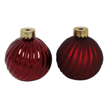 Countryfield kerstbal stripe rood glas ã˜10cm
