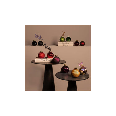 Countryfield kerstbal stripe paars glas ã˜10cm
