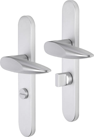 Impresso deurkruk - sutton - voor binnen - ovaal deurschild met toiletsluiting - aluminium - 2 stuks