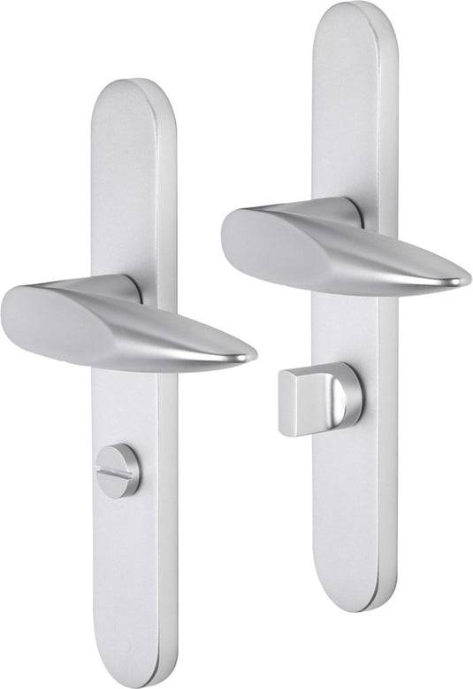 Impresso deurkruk - sutton - voor binnen - ovaal deurschild met toiletsluiting - aluminium - 2 stuks