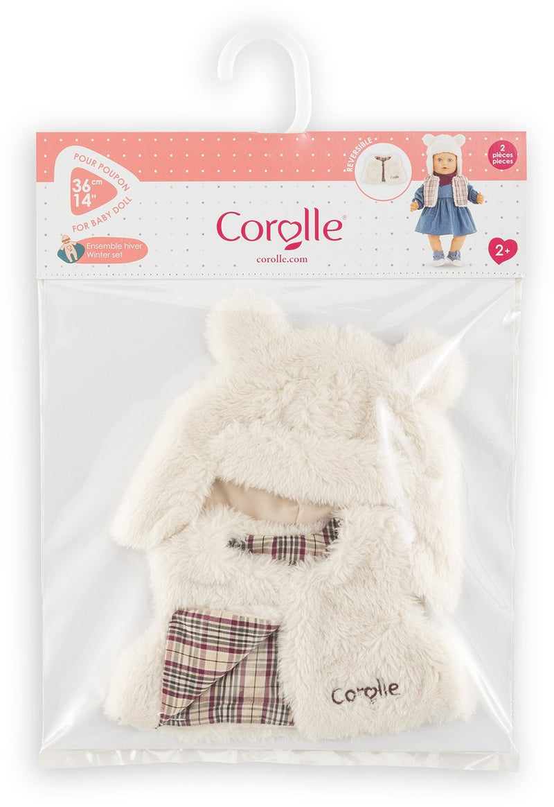 Load image into Gallery viewer, Corolle poppen winterset 36cm - omkeerbaar vestje en berenmuts.
