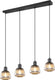 Trio tarifa - hanglamp - zwart mat - industrieel rookglas - excl. 4x e27 4 w - plafondbevestiging - in hoogte verstelbaar