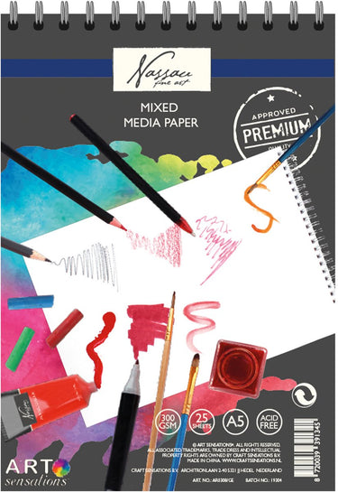 Creative craft group schetsboek mixed media papier a5, 25 vellen