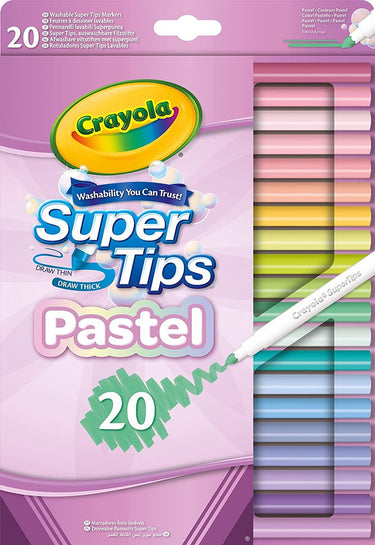Crayola - viltstiften - afwasbare stiften pastelkleuren - 20 stuks - voor kinderen