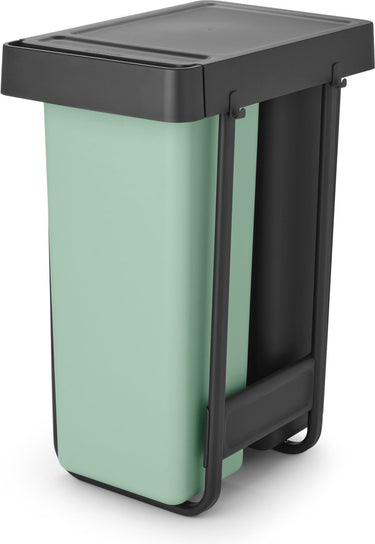 Brabantia sort go inbouw prullenbak - 2 x 30 liter - jade green en dark grey