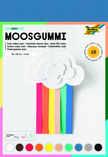 Folia mosgummi pak van 10 blad in 10 geassorteerde kleuren