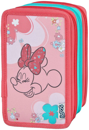 Undercover minnie mouse 3-vaks gevulde etui schoolset multi kleuren.