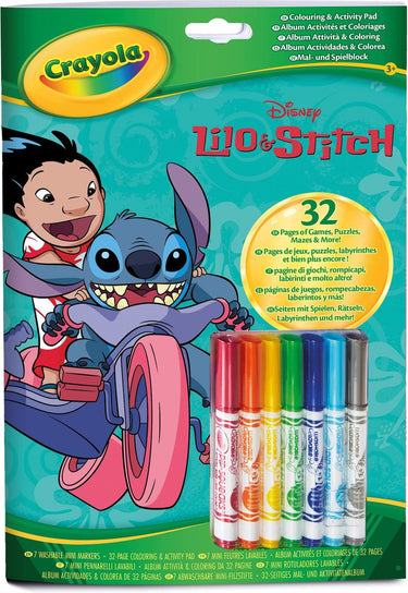 Crayola - kleurboek - disney lilo en stitch - 32 kleurplaten en 7 mini uitwasbare viltstiften
