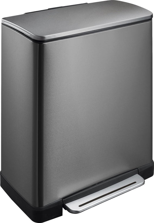 Eko - e-cube recycling pedaalemmer 28+18 liter - stainless steel plastic - black steel - prullenbak