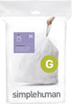 Simplehuman code g afvalzakken - 30 liter - 20 stuks - met trekband - wit