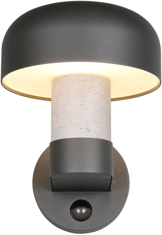 Trio fraser - wandlamp - betonkleurig - excl. 1x e27 4,9 w - bewegingssensor - wandmontage - buitenverlichting - ip54
