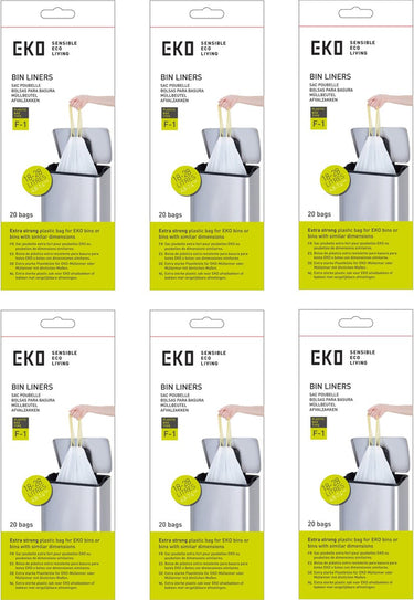 Eko - afvalzakken 30.3 ltr (f1) (6x20 stuks) - - wit - afvalzak