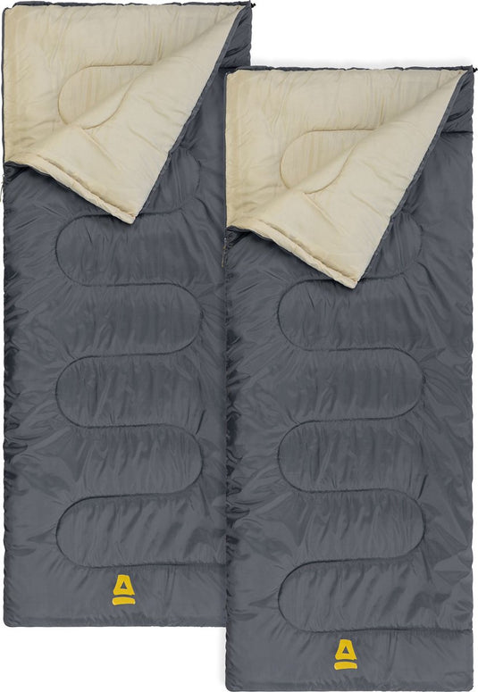 Abbey camp slaapzak - 2-pack - dekenmodel - grijs - 210 x 85 cm - extra ruim