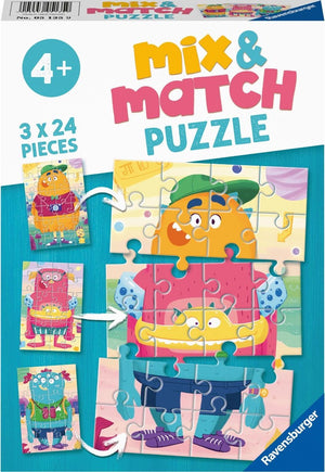 Ravensburger mix match puzzel grappige monsters - 3 x 24 stukjes - kinderpuzzel