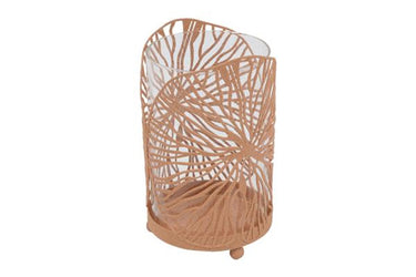 Countryfield waxinelichthouder janine s beige metaal 9,5x9,5x15cm