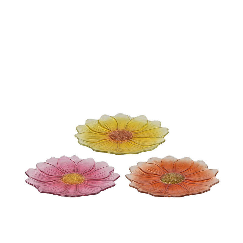 Load image into Gallery viewer, Decoris ontbijtbord bloem glas ø23xh2,5cm 3 assorti
