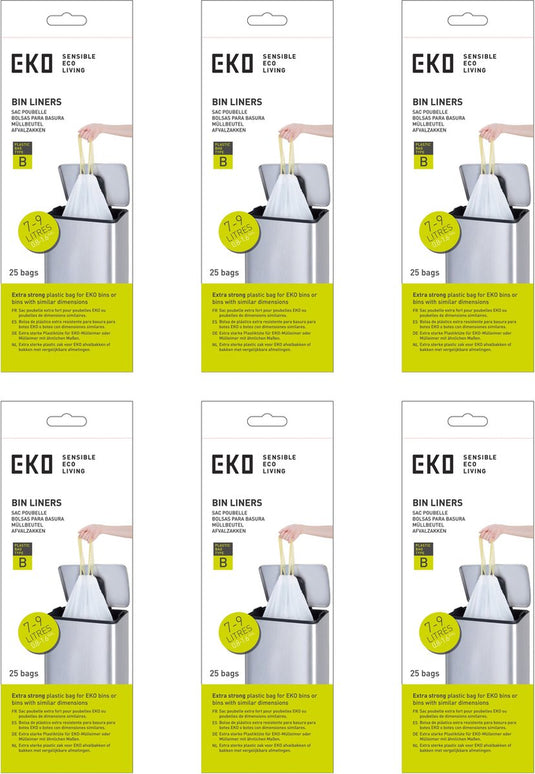 Eko - afvalzakken 7-10 ltr (b), (6x25 stuks) - - wit - afvalzak