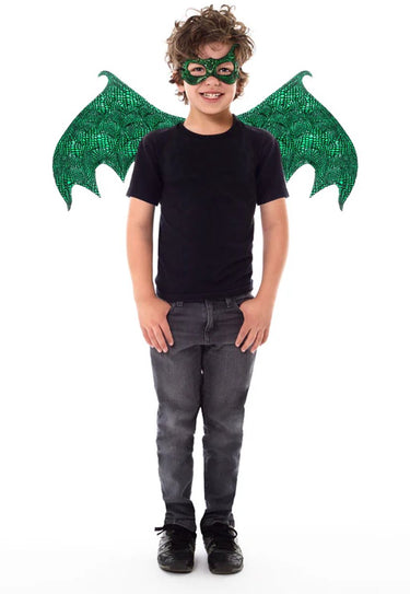 Little adventures - groene draak - vleugel masker set