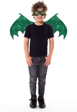 Little adventures - groene draak - vleugel masker set
