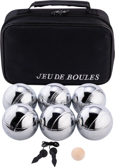 Engelhart metalen jeu de boules - 6 ballen in zwarte rits tas - pétanque - boules - metalen ballen - geschikt voor elke jeu de boules baan - longfield