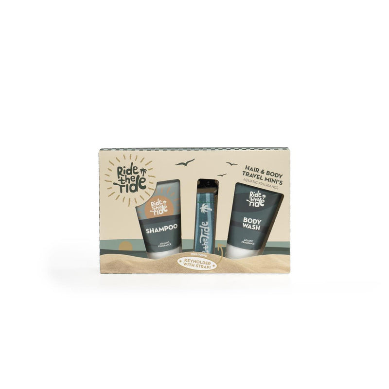 Afbeelding laden in galerijviewer, Source balance bad giftset ride the tide met sleutelhanger 50ml douchegel en 50ml shampoo,
