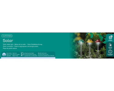 Lumineo solar lamp paddestoel op spies kunststof ã˜8.7x33.5cm multi kleuren