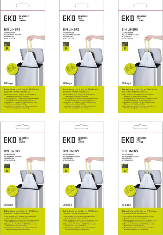 Eko - afvalzakken 3-6 ltr (a), (6x30 stuks) - - wit - afvalzak