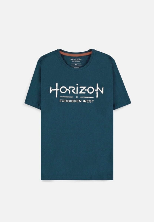 Difuzed horizon forbidden west - logo heren t-shirt - 2xl - blauw