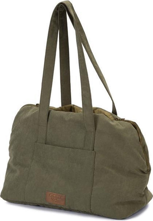 Designed by lotte bundu draagtas hond - hondentas - voor kleine honden - stevige bodem - groen - 40x20x28 cm