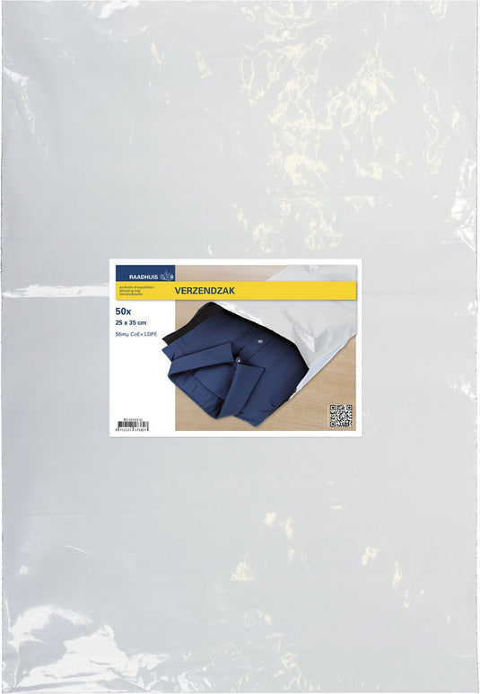 Raadhuis verzendzakken plastic - 25 x 35 cm - aantal 50 stuks - rd-320103-50