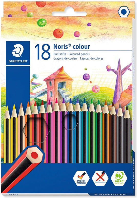 Staedtler kleurpotloden noris 17,5 cm hout grafiet 18 stuks