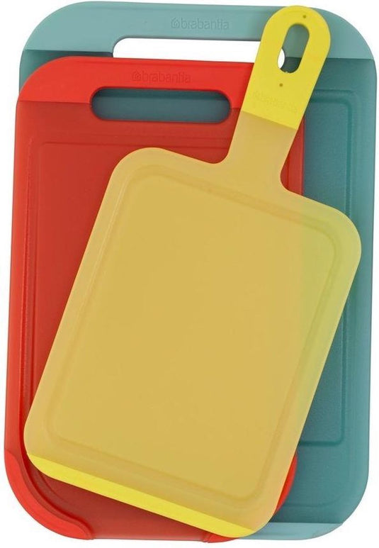Brabantia tasty colours kunststof snijplanken - snijplankenset 3-delig - yellow red mint