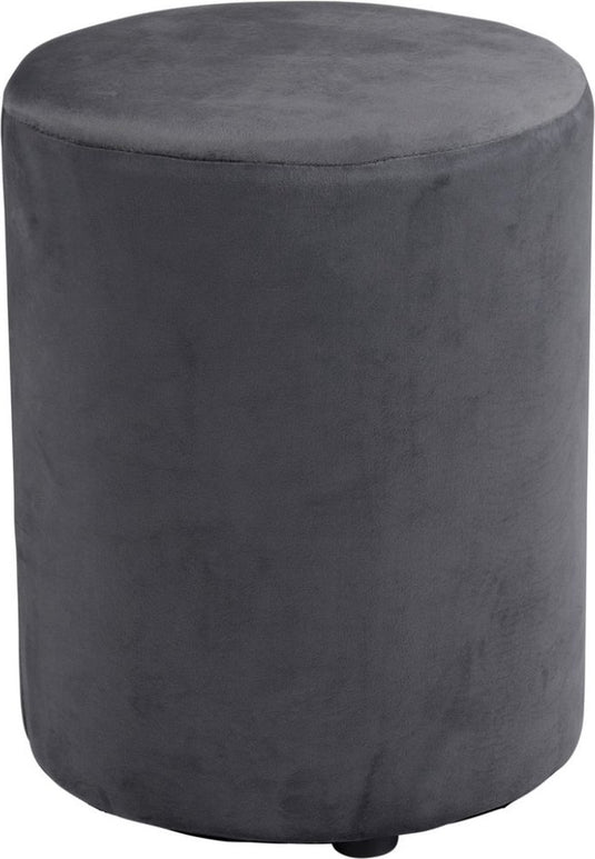 Arti casa poef rond velvet - ronde velvet poef 28x36 cm - compacte fauteuil of kruk - poef voor woonkamer en slaapkamer - grijs